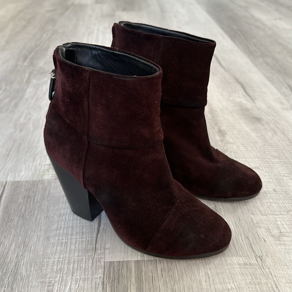 Rag and Bone Classic Newbury Boots Burgundy Suede - Picture 6 of 10